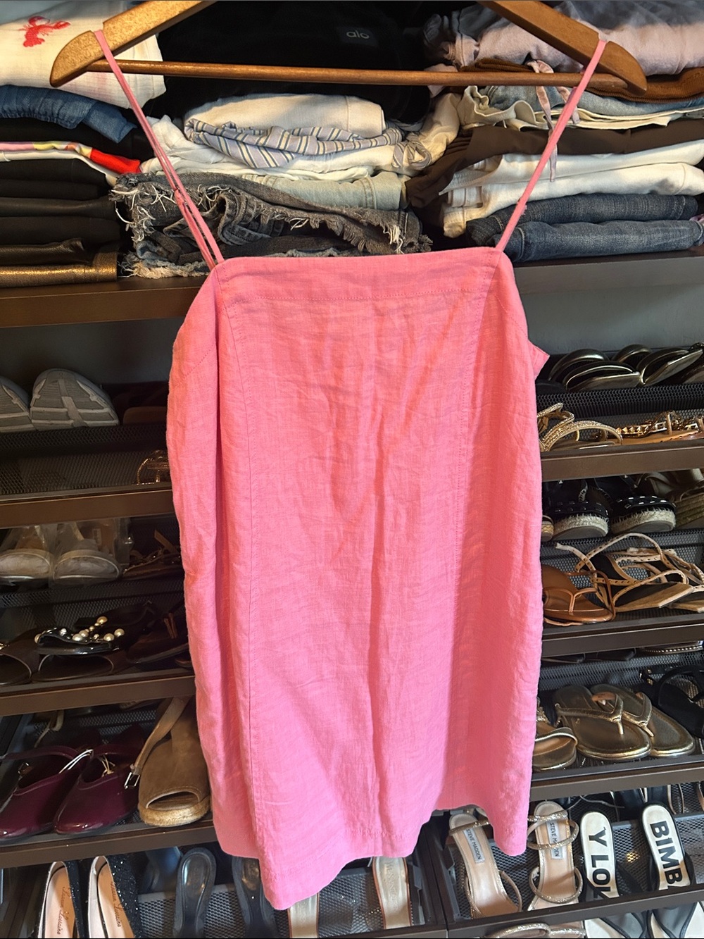 Sleeveless Pink Linen Cami Dress - made well